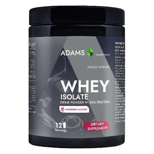 Isolat de protéine de lactosérum (framboise), 360g, Adams Supplements