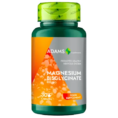 Магнезиев бисглицинат, 800mg, 30 капсули, Adams Supplements