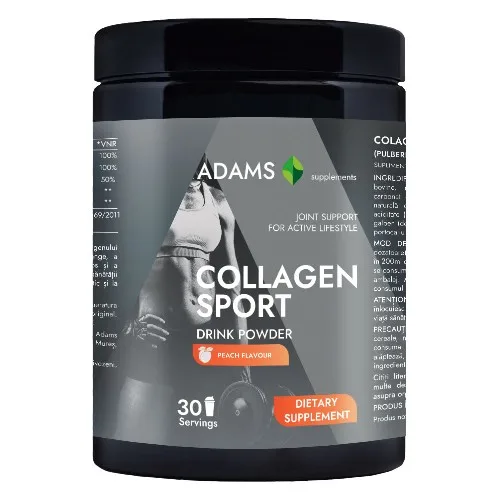 Collagen Sport (σκόνη στιγμιαία, γεύση ροδάκινο) 600γρ, Adams