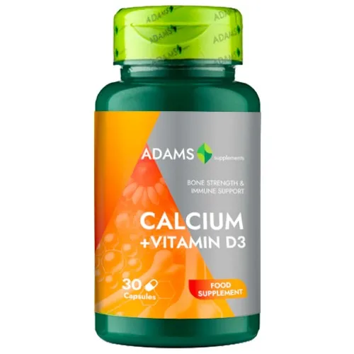 Calcium + Vitamine D3, 30 gélules, Adams Supplements