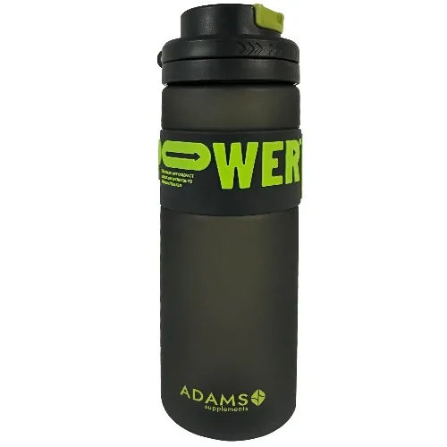 Wasserflasche Plastik mit Strohhalm, POWER, schwarz, 820 ml, Adams Supplements
