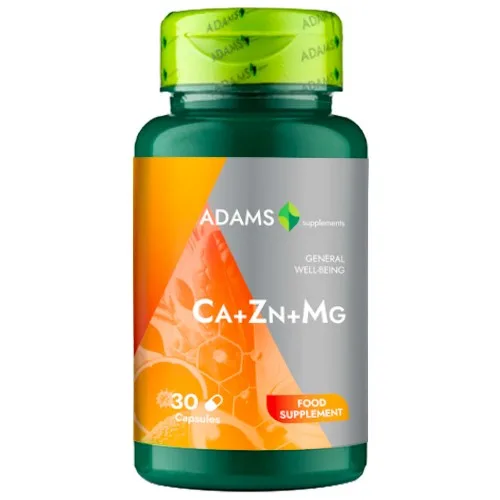 Ca + Zn + Mg, 30 gélules, Adams Supplements