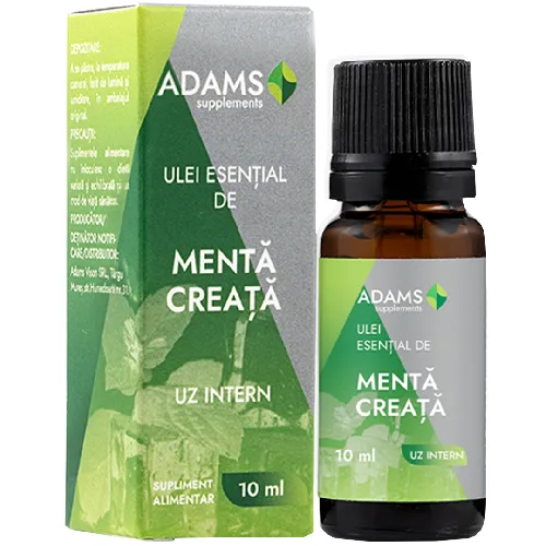 Етерично масло от мента (пеперминт), за вътрешна употреба, 10ml, Adams Supplement