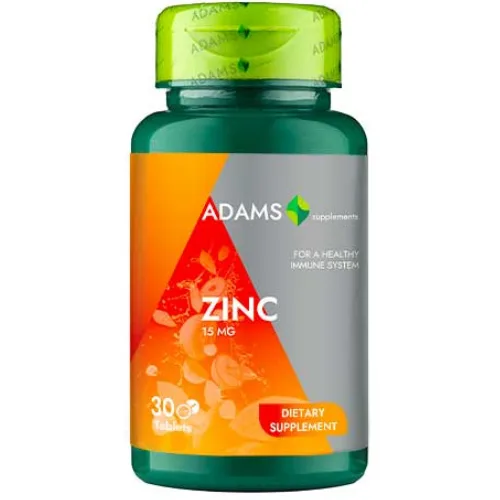 Ψευδάργυρος 15 mg, 30 ταμπλέτες, Adams Supplements