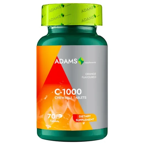 Vitamine C-1000, 70 comprimés à mâcher, Adams Supplements