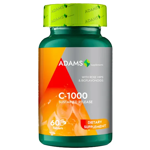 Vitamin C-1000 with Rosehip, 60 tabs, Adams Supplements